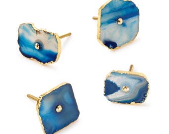 Pomello per mobile in agata blu, maniglia per cassetto