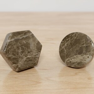 Brown Stone Cabinet Knobs – Round & Hexagon Drawer Pulls