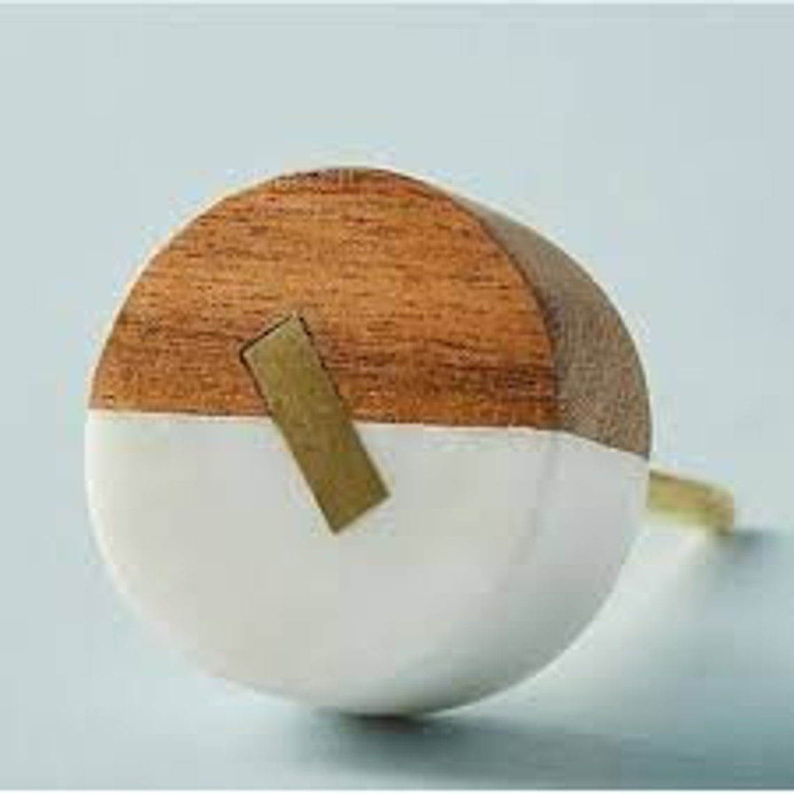 White Marble /wood/ Brass Drawer Pull Decorative Etsy