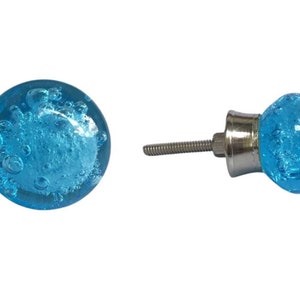 3 Stück Glasblase Knäufe für Haus Küchenschrank Hardware Schranktür Dresser Kleiderschrank und Schubladenknäufe mit schönem Design blau Bild 2