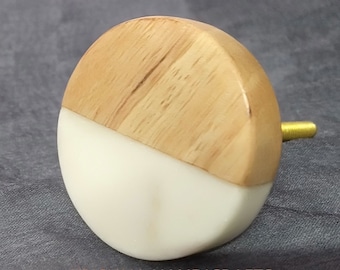 Puxador de gaveta de armário de mármore branco/madeira, puxador decorativo para porta de armário de guarda-roupa // puxadores de pedra