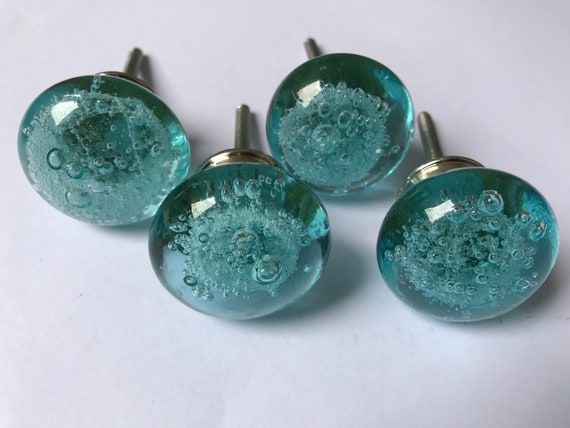 blue glass knobs for dresser Light Blue Glass Knobs – Cabinet Drawer Pulls for Dresser and Kitchen