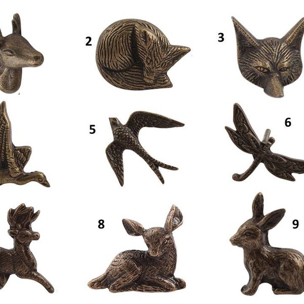 Antique Animal Cupboard Door Handles, Animal Drawer Pulls | Gold metal Cabinet Door Knobs