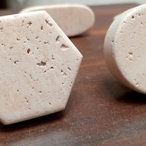 Travertine Stone Cabinet Knobs, Natural Beige Drawer Pulls