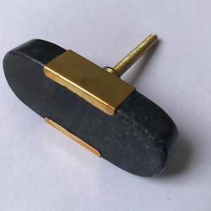 Black Marble / Brass  Cabinet Drawer Pull Decorative Wardrobe Cupboard Door Handle // stone knobs
