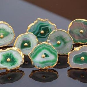 Green Agate Cabinet Drawer Pull Decorative Wardrobe Cupboard Door Handle