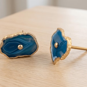 Tirador decorativo para cajón de armario de ágata turquesa.