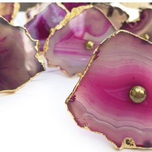 Pink/Grey Agate Cabinet Drawer Pull Decorative Wardrobe Cupboard Door Handle