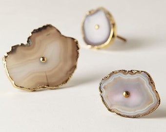 Tirador de cajón de armario de ágata gris decorativo para puerta de armario