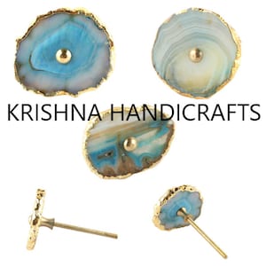 Turquoise Agate Cabinet Drawer Pull Decorative Wardrobe Cupboard Door Handle