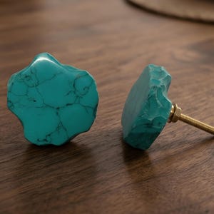 Turquoise Stone Cabinet Knob, Natural Drawer Pull