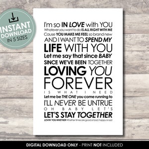 May include: Black and white printable song lyric art featuring the lyrics to the song "Loving You Forever" by the band "The Wanted". The lyrics are printed in a bold, sans-serif font.