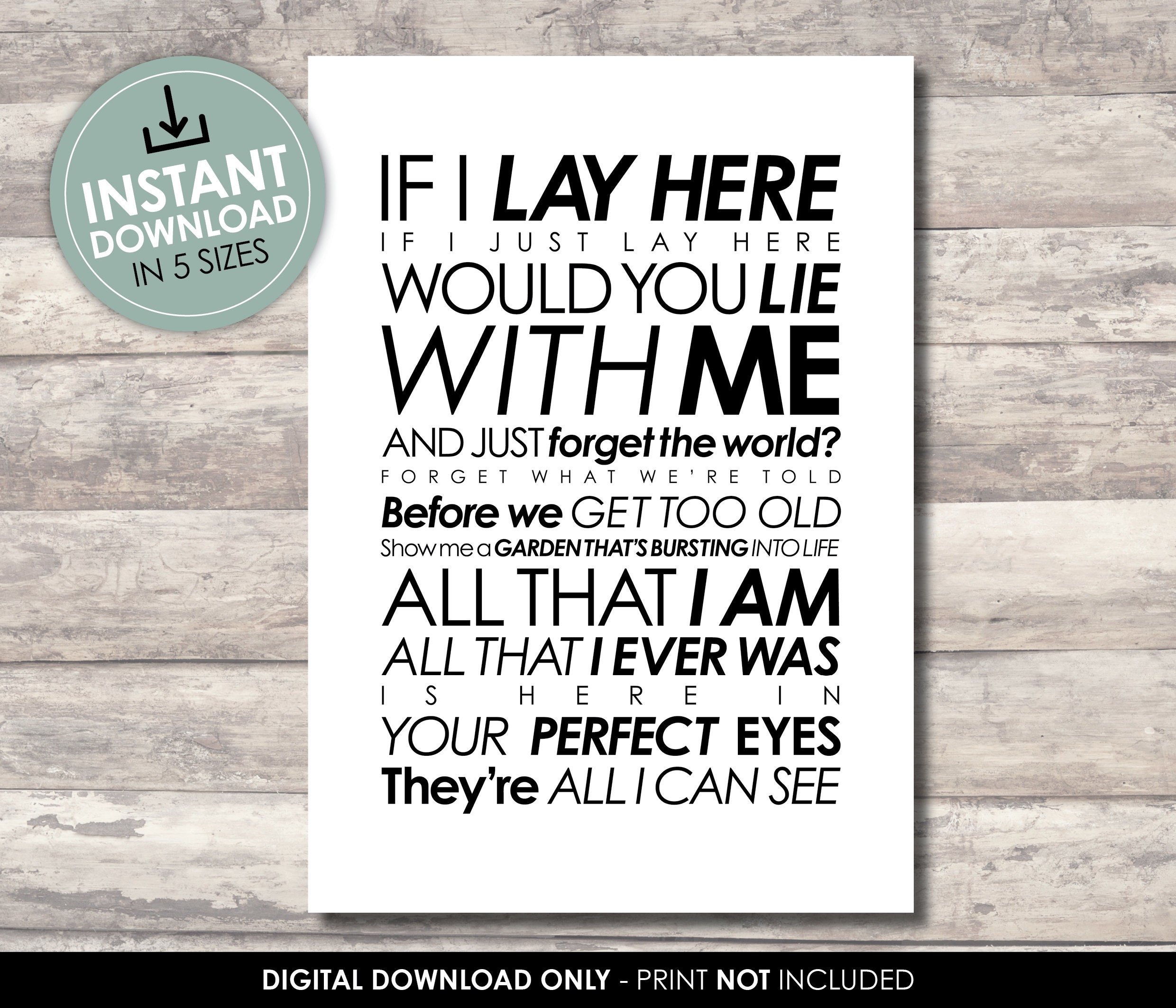 Chasing Cars Lyrics - Etsy