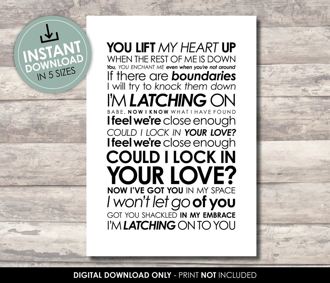 Sam Smith Latch Lyrics INSTANT DOWNLOAD High Res Jpg Print at Home or Professionally First Dance