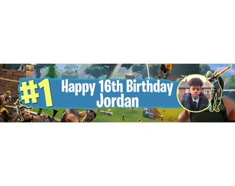 Fortnite Birthday Banner Etsy - fortnite personalised birthday banner any picture name age colours