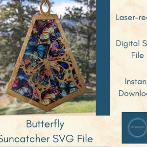 Butterfly Suncatcher Laser Cut SVG Download, Insect Suncatcher, Hanging Ornament, Car Charm, Wall Art Laser Cut File