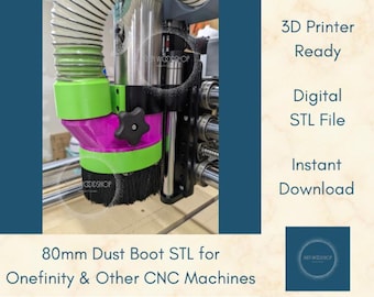 80mm dust boot STL for Onefinity with z16 or z20 slider,  and other CNC machines
