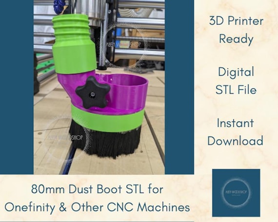 80mm Dust Boot STL for Onefinity With Z16 or Z20 Slider, and Other