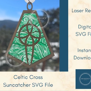 Celtic Knot Cross Suncatcher SVG File Digital Download, Hanging Ornament, Car Charm, Wall Art Laser Cut Sun Catcher