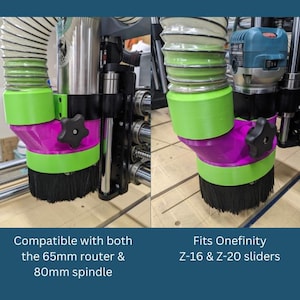 The Infinity Boot - Endless Adaptability - Dust boot for Onefinity CNC 65mm router AND 80mm spindle with adapter for 2 1/2&quot; dust collector