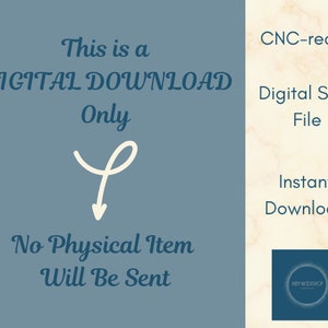 Puede incluir: Un gr&aacute;fico de descarga digital azul y blanco con el texto "Esto es una DESCARGA DIGITAL Solo" y una flecha apuntando hacia abajo. El texto "No se enviar&aacute; ning&uacute;n art&iacute;culo f&iacute;sico" tambi&eacute;n est&aacute; incluido. El gr&aacute;fico tambi&eacute;n incluye el texto "Listo para CNC", "Archivo SVG digital" y "Descarga instant&aacute;nea".