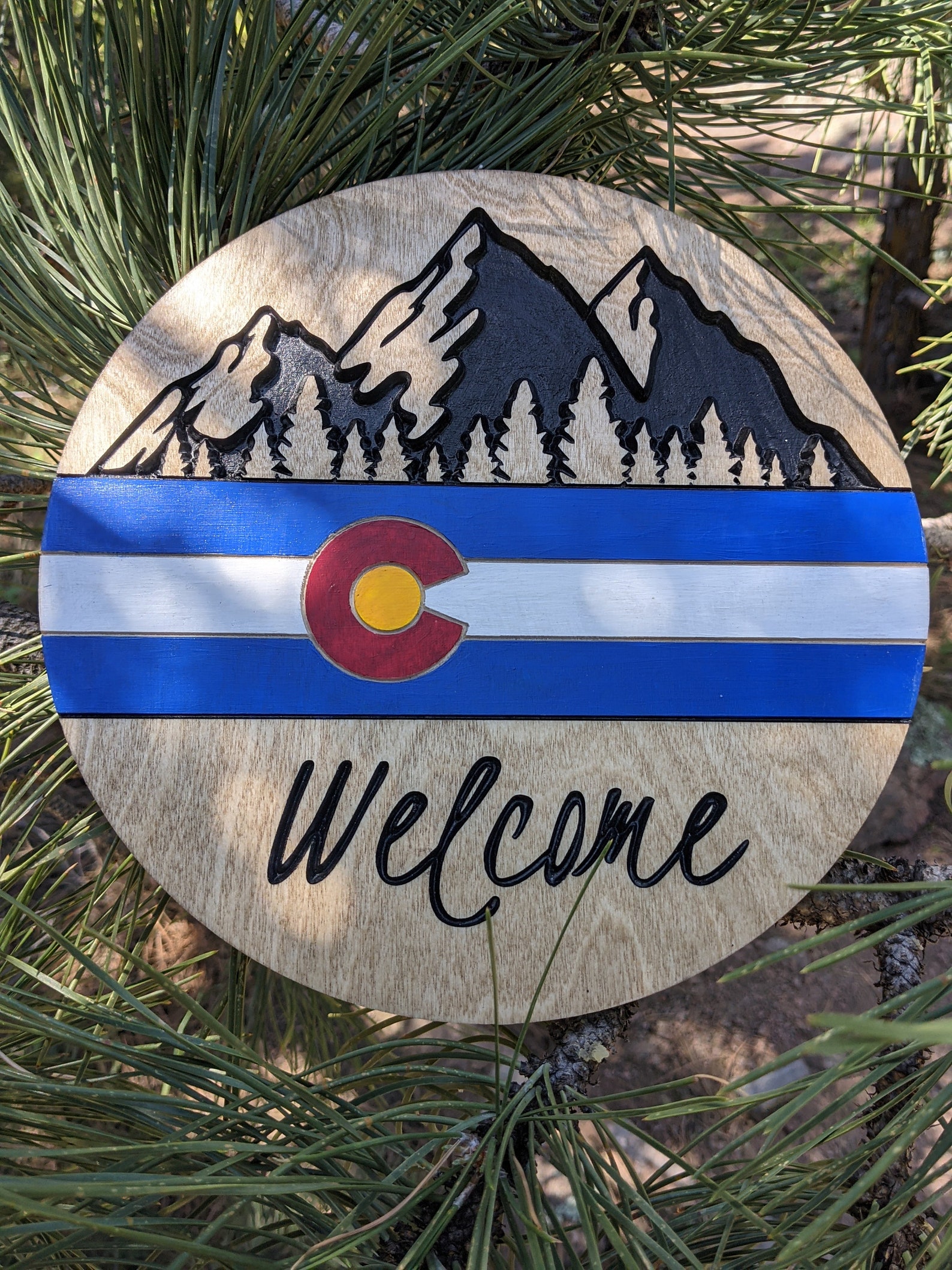 Colorado Sign With Mountains and Trees Etsy