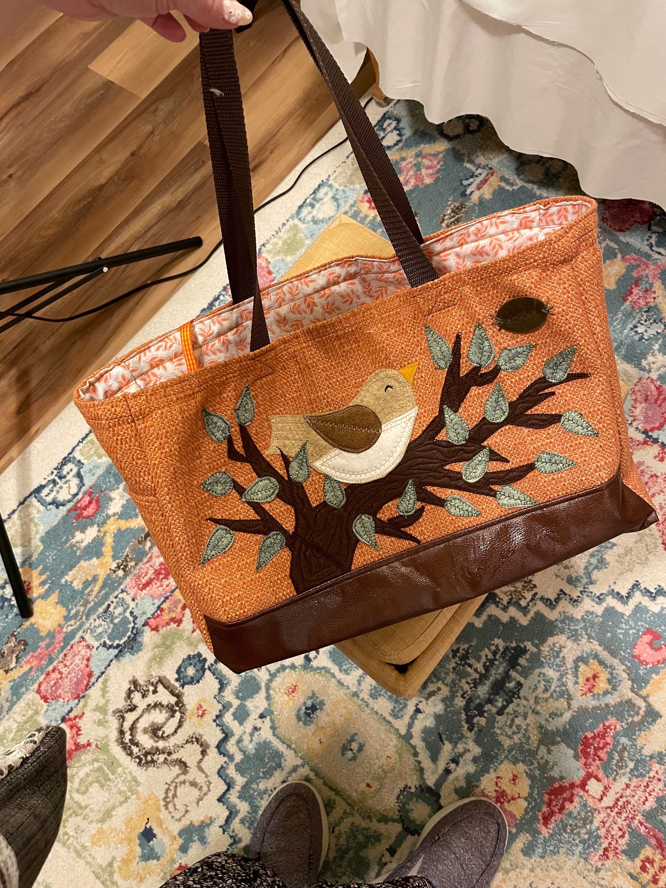 Cup O Tea Handbag With Felt Design Interior Cup Holder Handmade