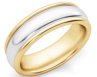 6mm two-tone gold wedding band ring