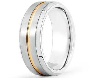 Center Grooved Matte Finish Wedding Band