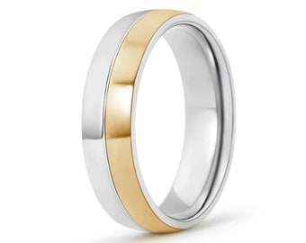 Two Tone High Polished Comfort Fit Wedding Band for Men