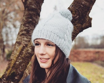 Grey hat with Pompom