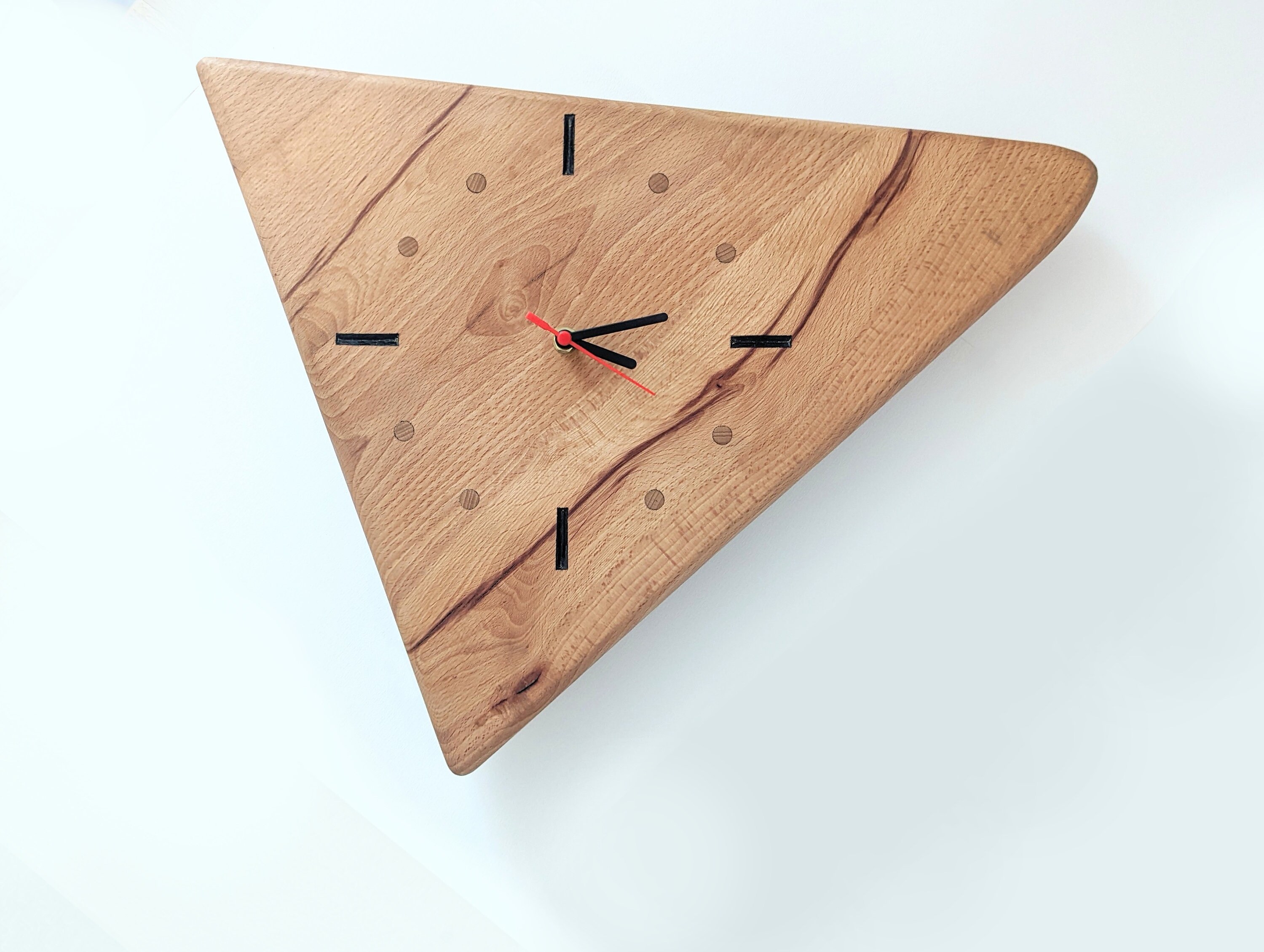 Horloge Murale Bois de Hêtre Décoration Style Seventies