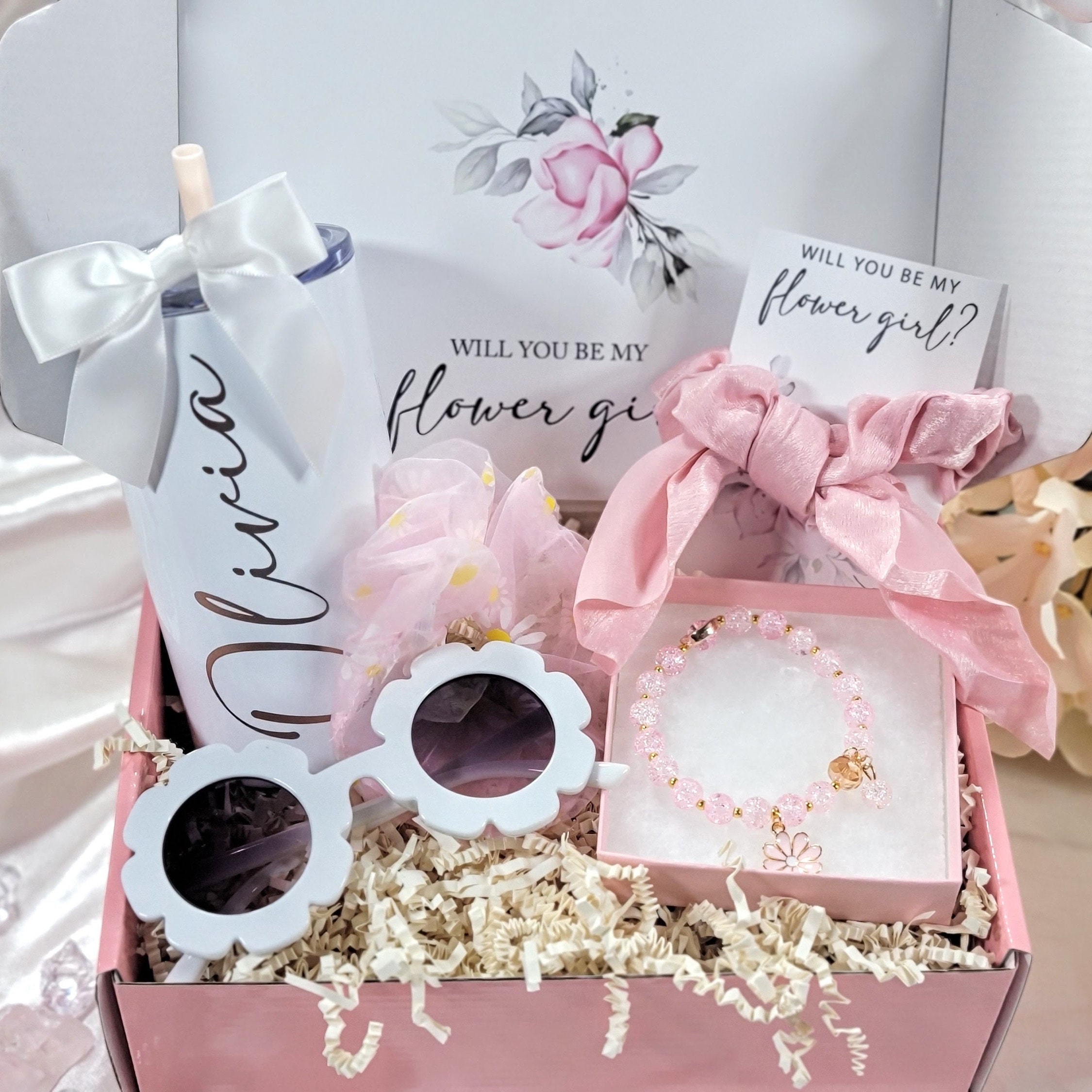 Flower Girl Proposal Box Gift, Flower Girl Gift Set, Flower Sunglasses,  Junior Bridesmaid Set, Flower Girl Set, Flower Girl Gift Box-fggb004 