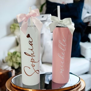 Bridesmaid Tumbler Maid of Honor Gift, Bridesmaid Proposal Bridal Party Gift Personalized Tumbler 20oz + Straw Bachelorette Party - BDWT002