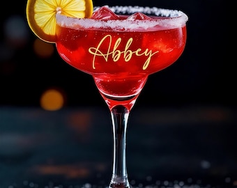 Personalized Margarita Glass, Custom Name Margarita Glass, Large Margarita Glass, Bachelorette Party Favor, Girls Weekend Cups - BMPB032