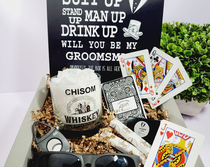 Groomsmen Proposal Gift Box, Personalized Will You Be My Groomsman Box, Asking Groomsmen, Best Man Proposal Box- GPGB016