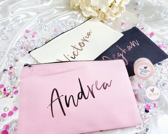 MakeUp Bag Make Up Bag Bridesmaid Make Up Bag with Name Birthday Gift Ideas for Her Personalized - BRGMUB001