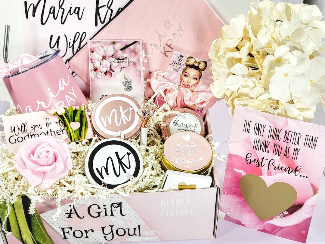 Personalized Godmother Proposal Gift Box, Wine Tumbler, Scratch Card ...
