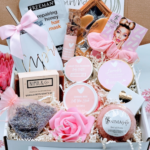 Birthday Spa Gift Box, Wine Tumbler, Handmade Soap, Personalized Gift