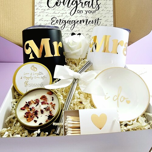 Couples Engagement Gift Box for Bride & Groom Engaged Gift Etsy