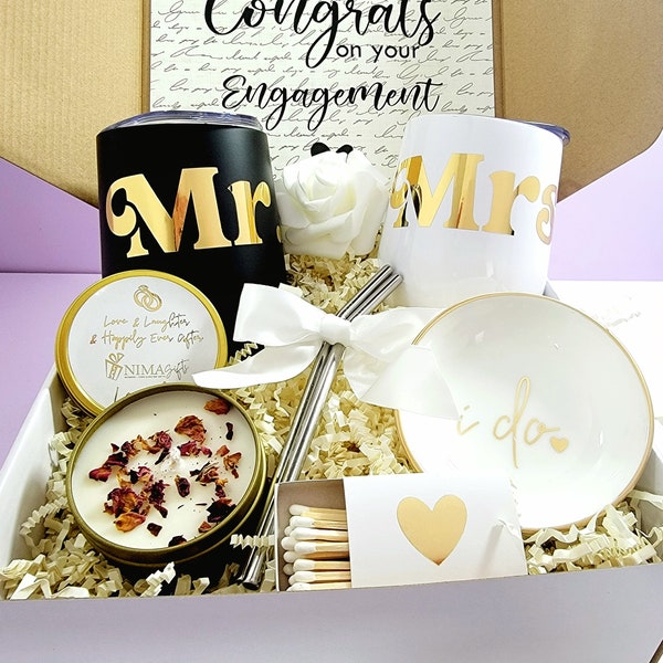 Engagement Gifts for Couple, Couples Engagement Gift Box For Bride & Groom, Wedding Gift, Engagement Gift Set Future Mr and Mrs Gifts EGFC03