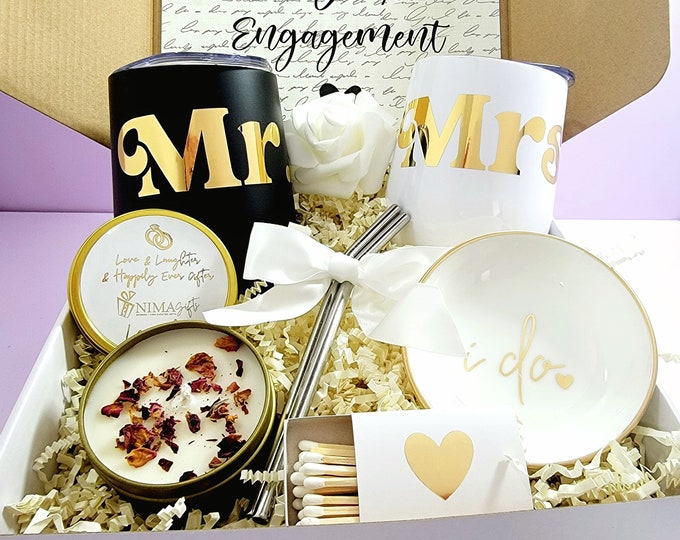 Engagement Gifts for Couple, Couples Engagement Gift Box For Bride & Groom, Wedding Gift, Engagement Gift Set Future Mr and Mrs Gifts EGFC03