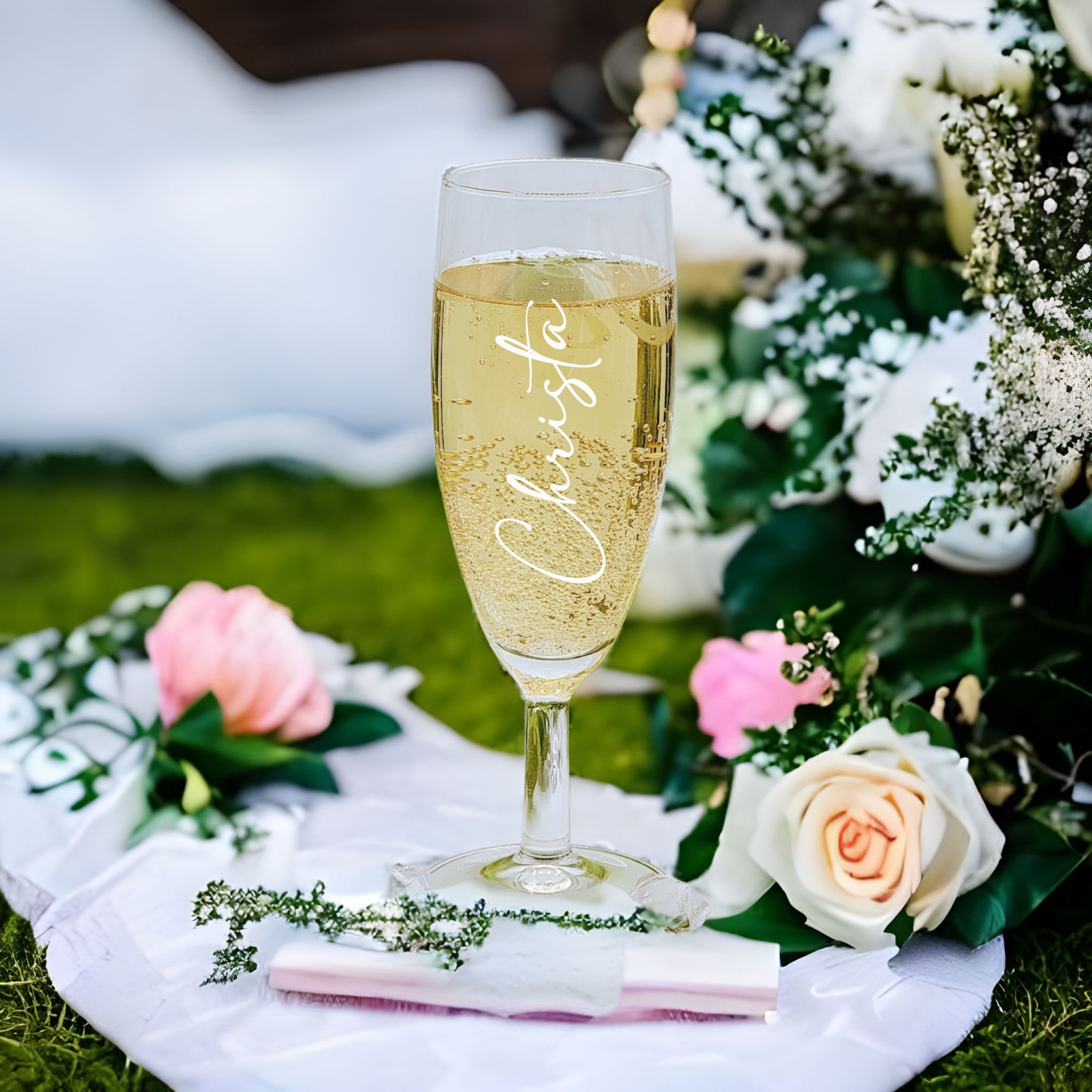 Custom Stemless Champagne Glasses, Personalized Wedding Party