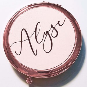 Bridesmaid Proposal Gift Rose Gold Compact Mirror, Personalized Bridesmaid Compact Mirror, Monogram Pocket Mirror, Bridesmaid Gift For Her