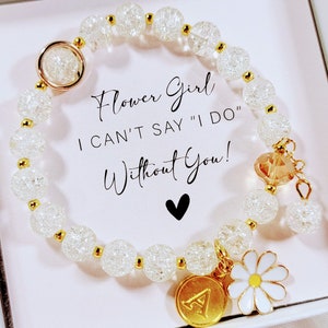 Flower Girl Proposal Bracelet with Crystal Beads Flower Girl Bracelet Personalized Flower Girl Gift Ideas Monogram Girl Bracelet - FGBR001