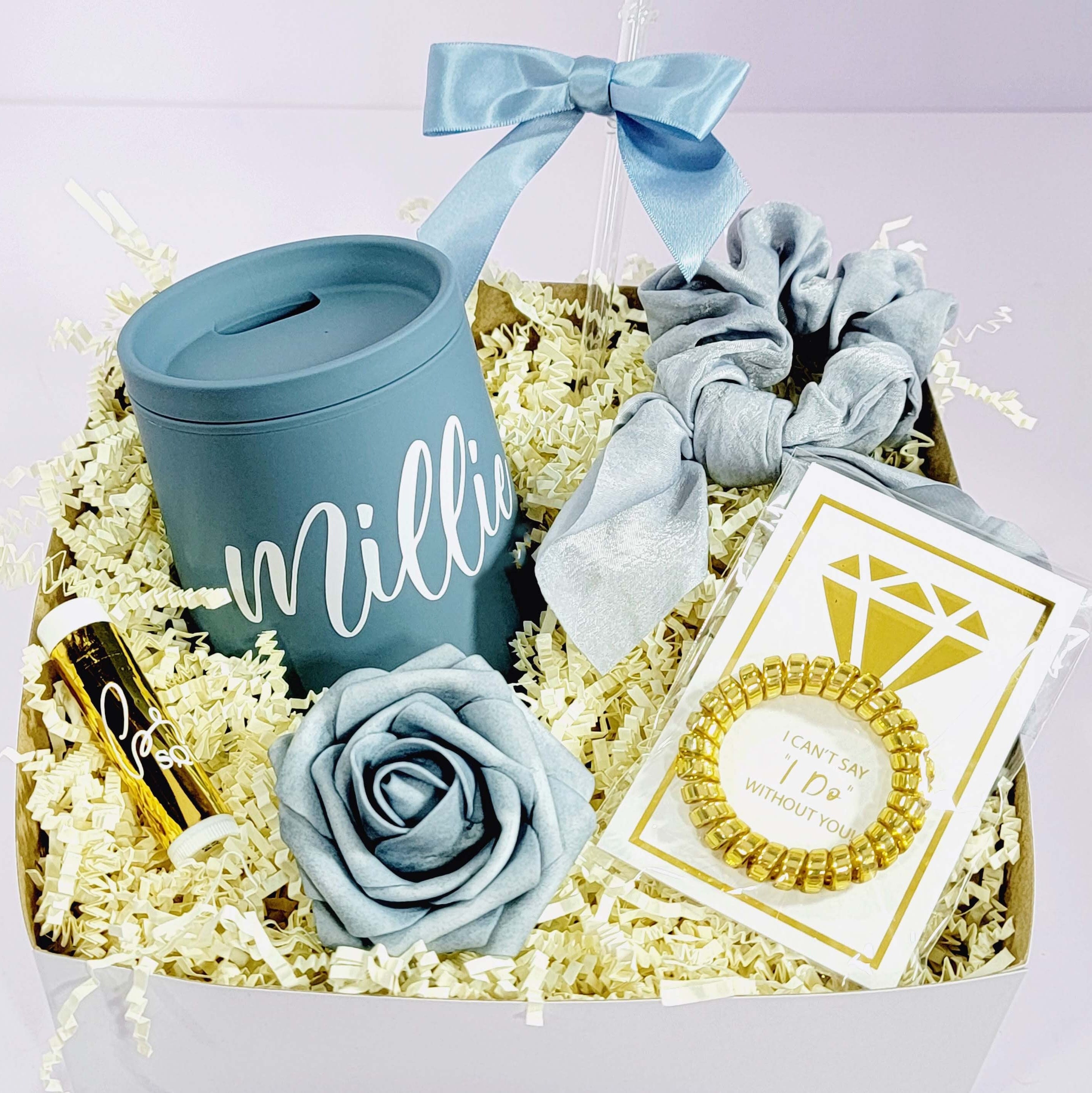 Dusty Blue Bridesmaid Proposal Box Bridesmaid Gift Bridal 