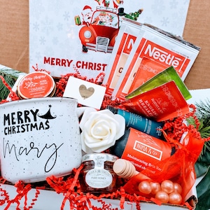 Christmas Gift Box for Friend with Personalized Mug, Christmas Gifts for Men, Holiday Gift Set, Holiday Gifts Basket for Her - CSGB010