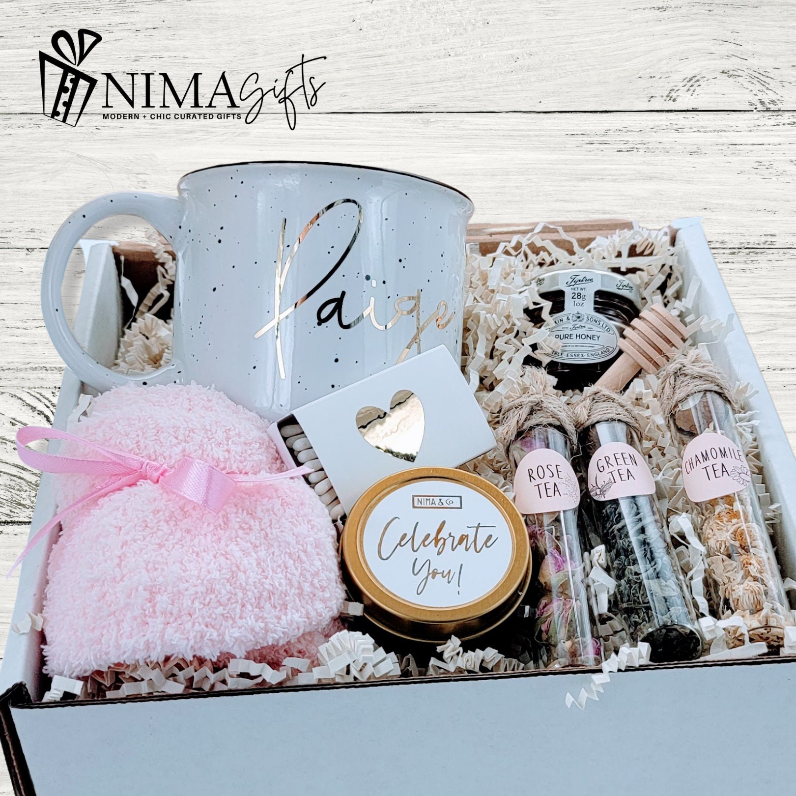 Birthday Gifts for Women, Tea Lover Cozy Gift Box Birthday Gift Set  Personalized Mug, Birthday Box for Her, Spa Birthday Basket GFHB016A 