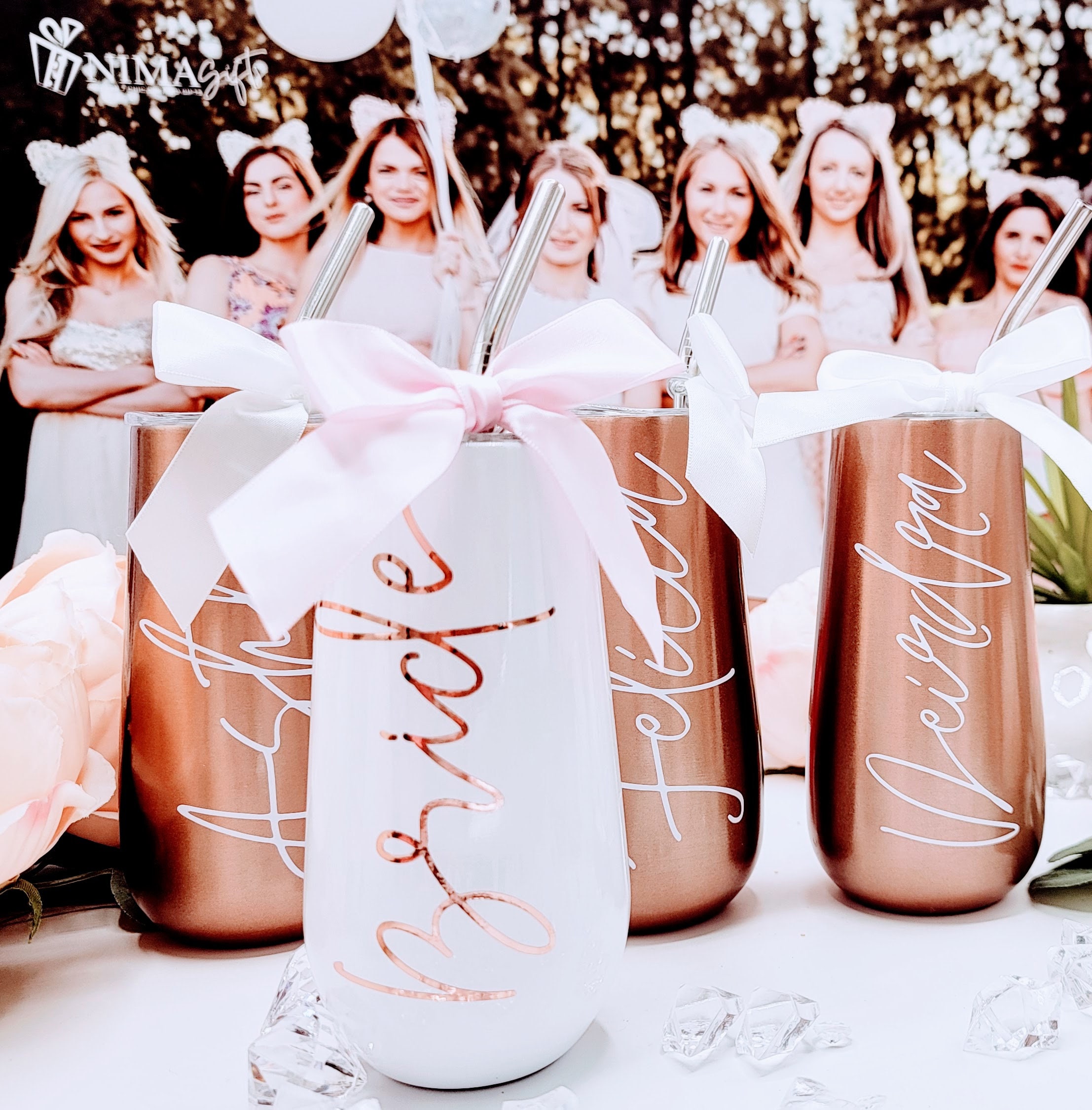 Personalized Bridesmaid Tumblers for The Entire Bridal Party, Proposal Gift for Bridesmaid, Maid of Honor, Flower Girl - Wedding Tumbler from BluChi