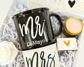 Engagement Gifts for Couple with Coffee Mugs, Couples Engagement Gift Box For Bride & Groom, Future Mr and Mrs Gift Set -EGFC001D